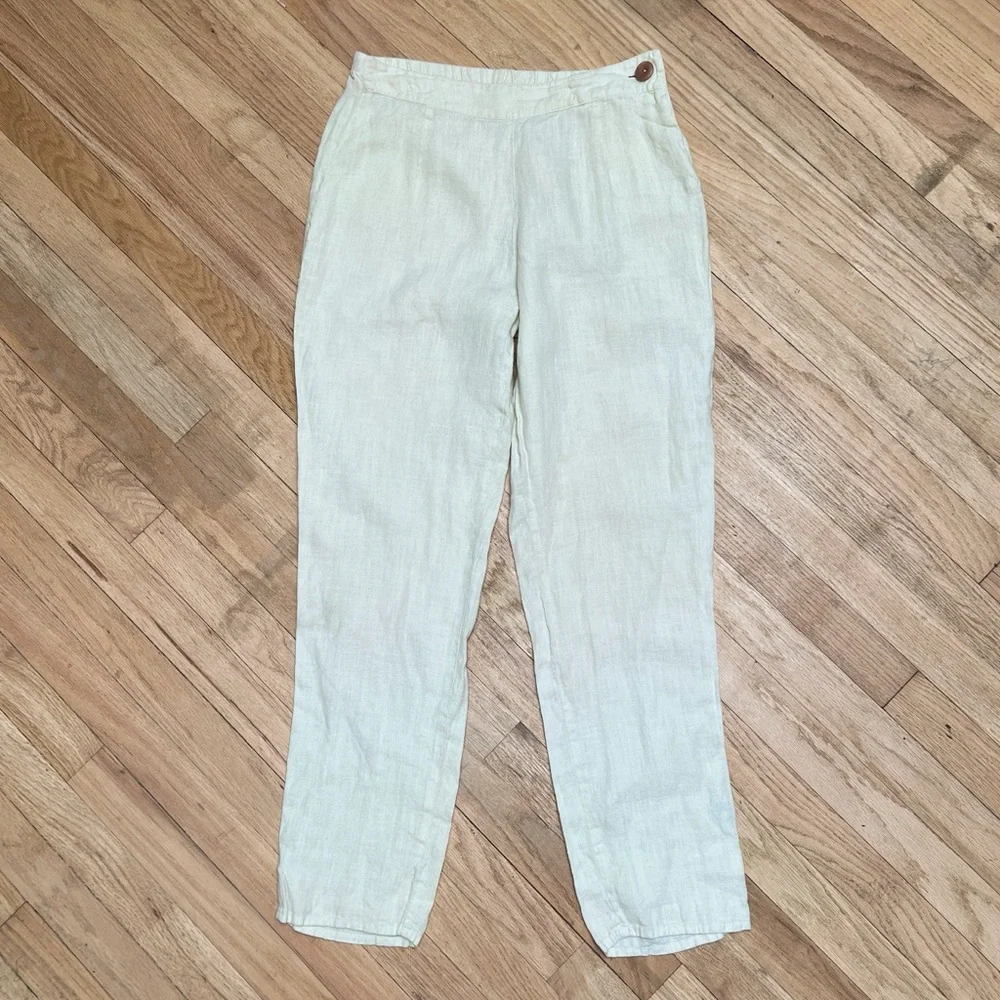 Flax Linen Trousers Pants Size P - Picture 4 of 15